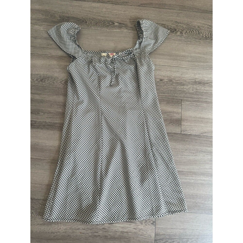 Levi's Checkered Misha Ruffle Sleeve Dress Size M Princess Seams Euro Vacation - Picture 4 of 16